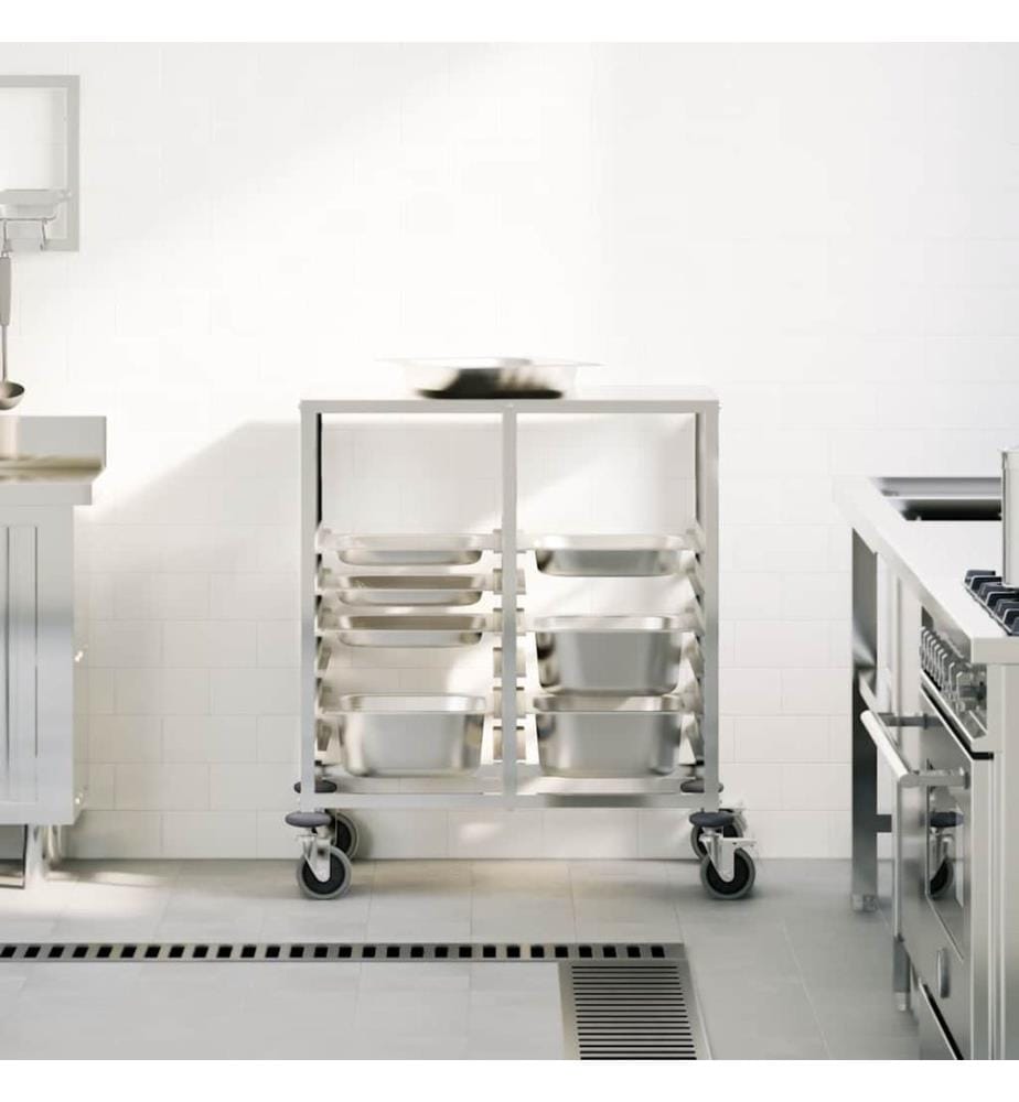 Chariot à plateaux 12 bacs GN 75x55x87 cm acier inoxydable
