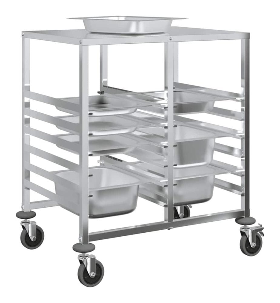 Chariot à plateaux 12 bacs GN 75x55x87 cm acier inoxydable