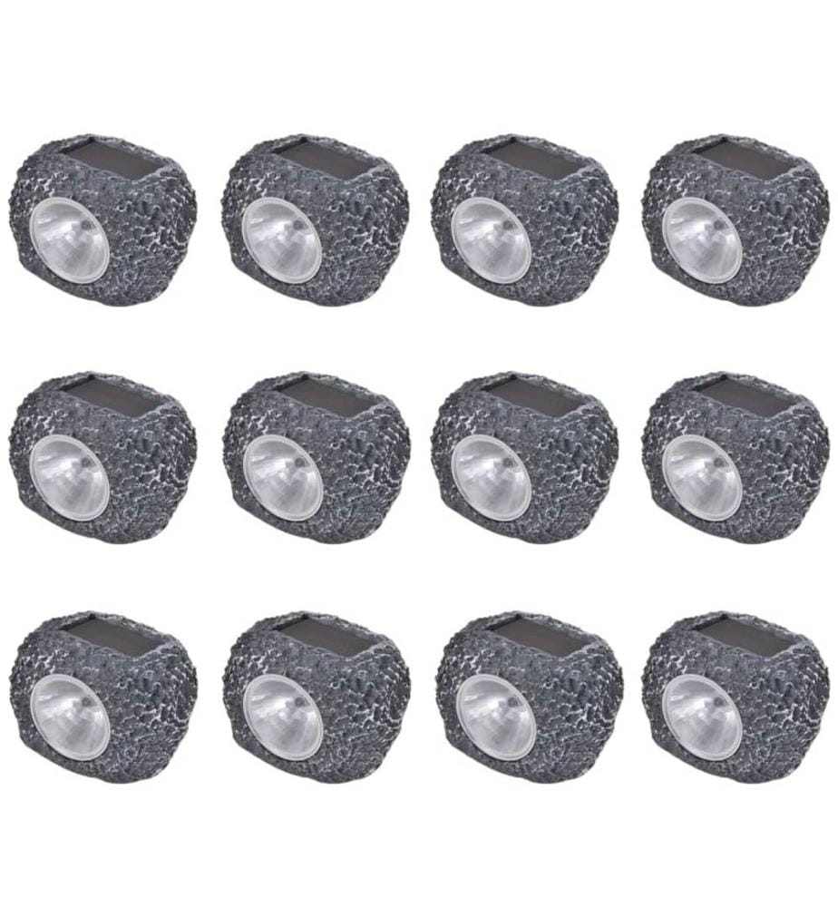 Projecteurs solaires à LED forme de pierre 12 pcs