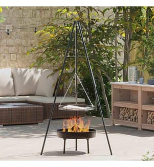 Trépied de Feu de Camp 3 pcs Noir Acier