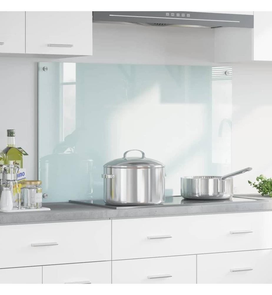 Crédence de cuisine Blanc 100 x 60 cm verre trempé