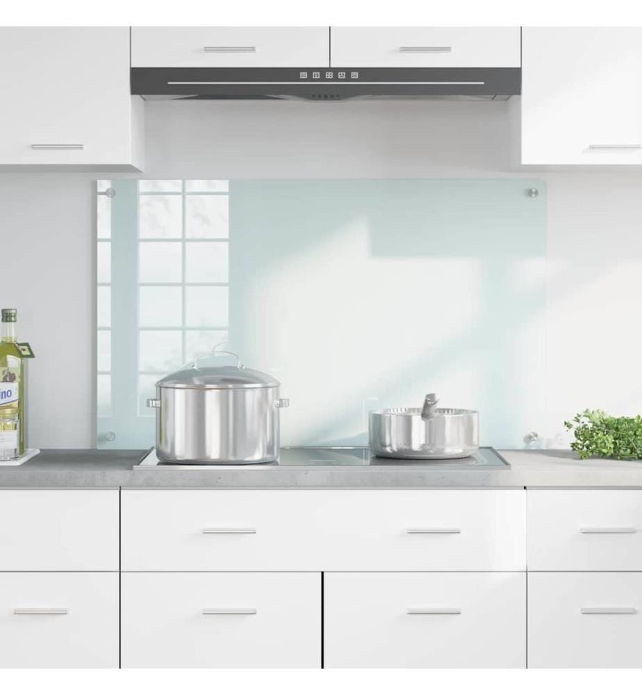 Crédence de cuisine Blanc 100 x 60 cm verre trempé