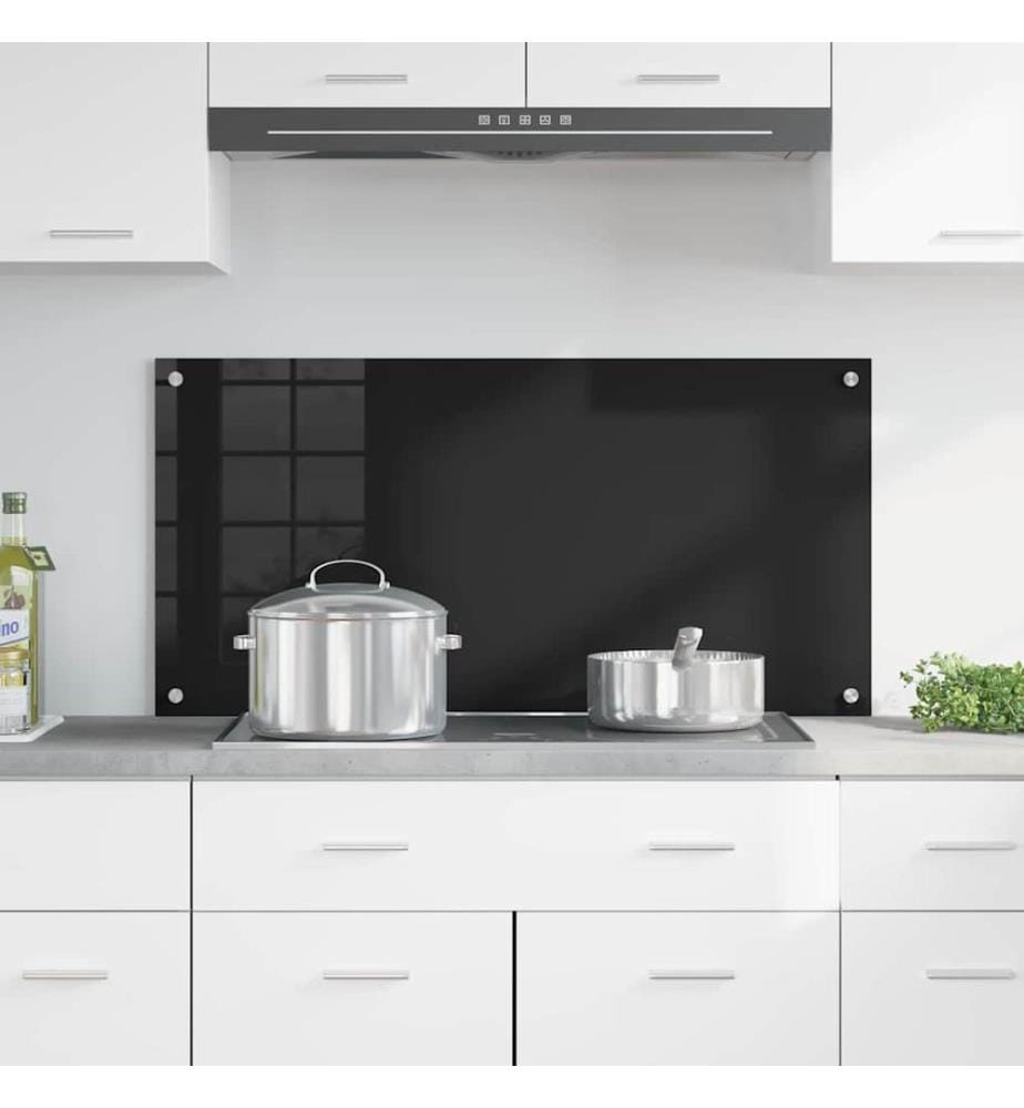 Crédence de cuisine Noir 100 x 50 cm verre trempé