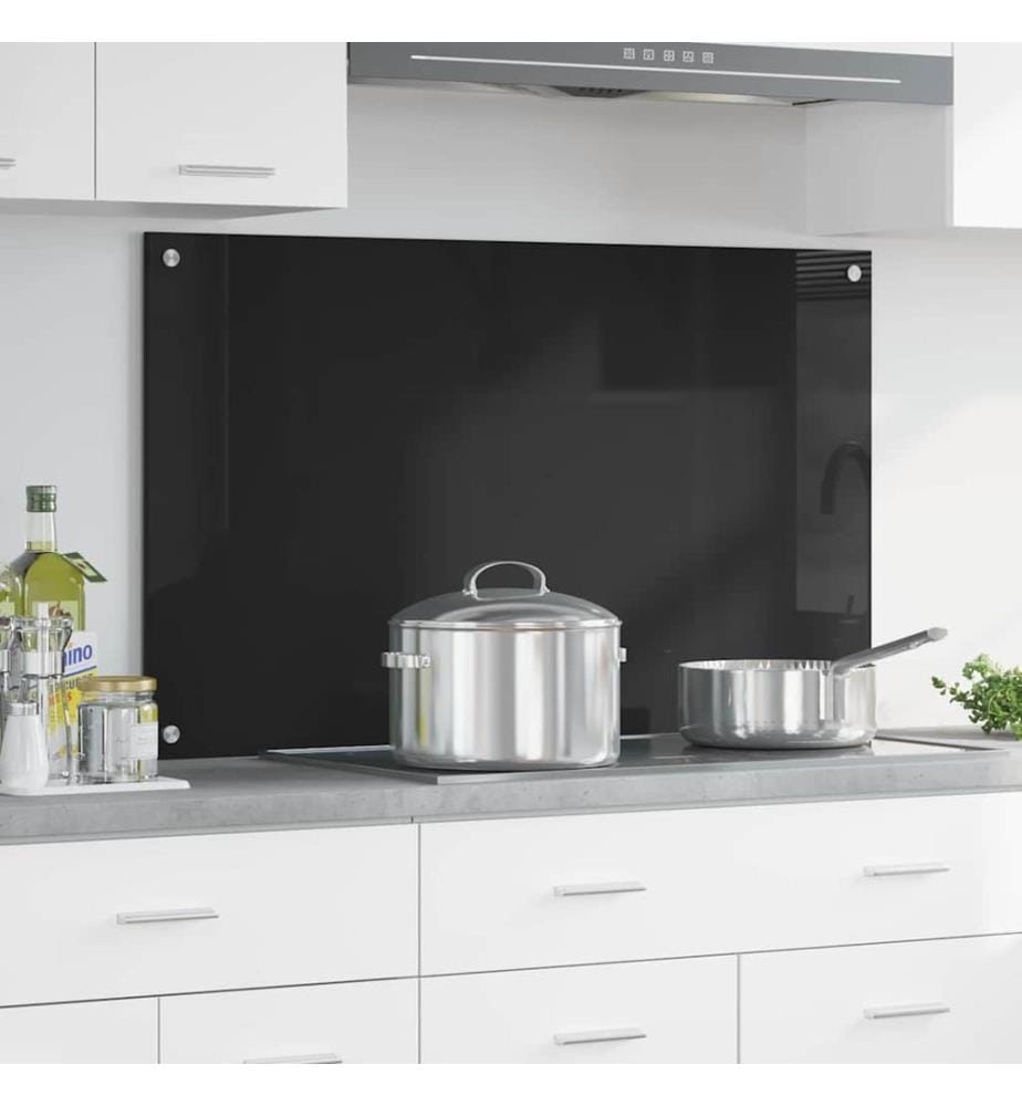 Crédence de cuisine Noir 100 x 60 cm verre trempé