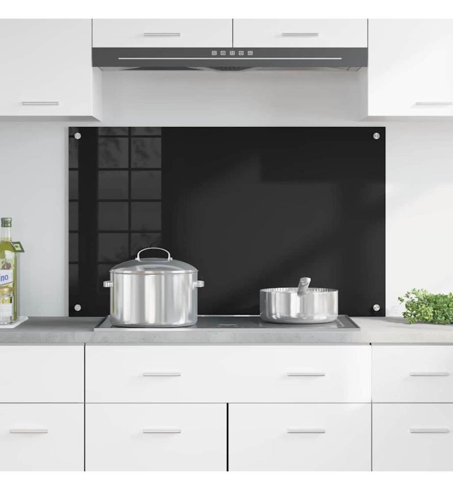 Crédence de cuisine Noir 100 x 60 cm verre trempé