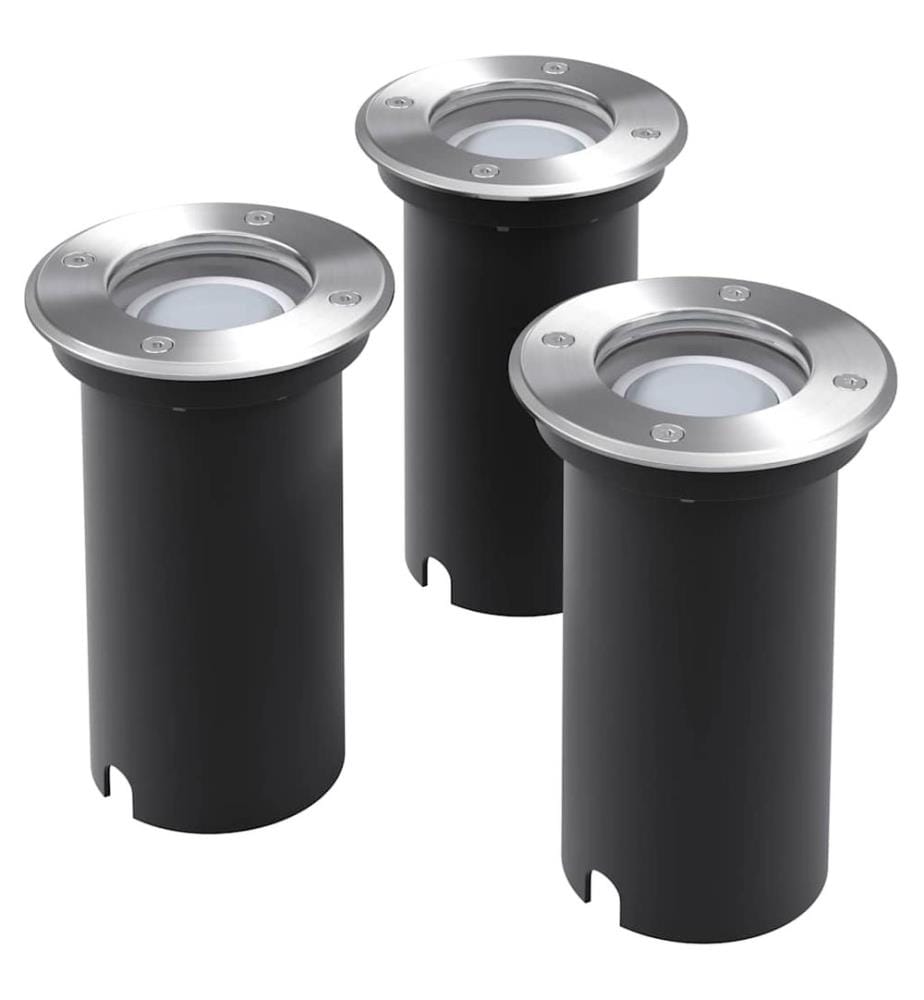 Lampes au sol à LED d'extérieur 3 pcs rond