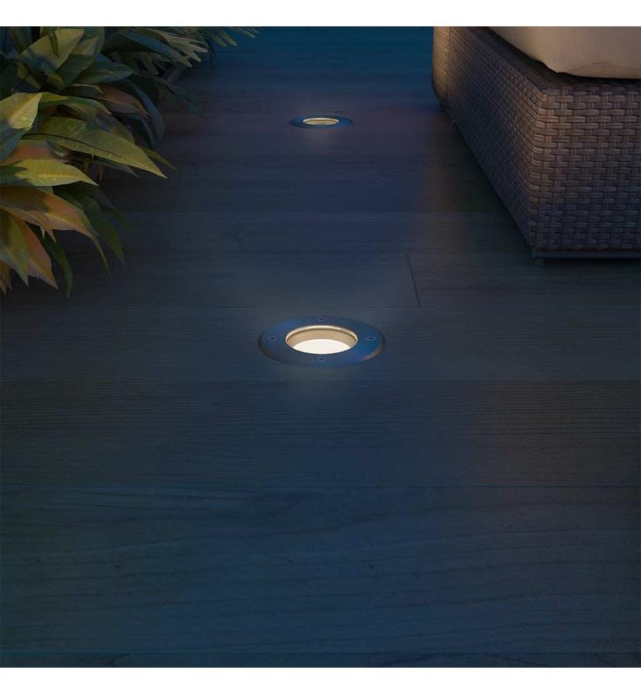 Lampes au sol à LED d'extérieur 3 pcs rond