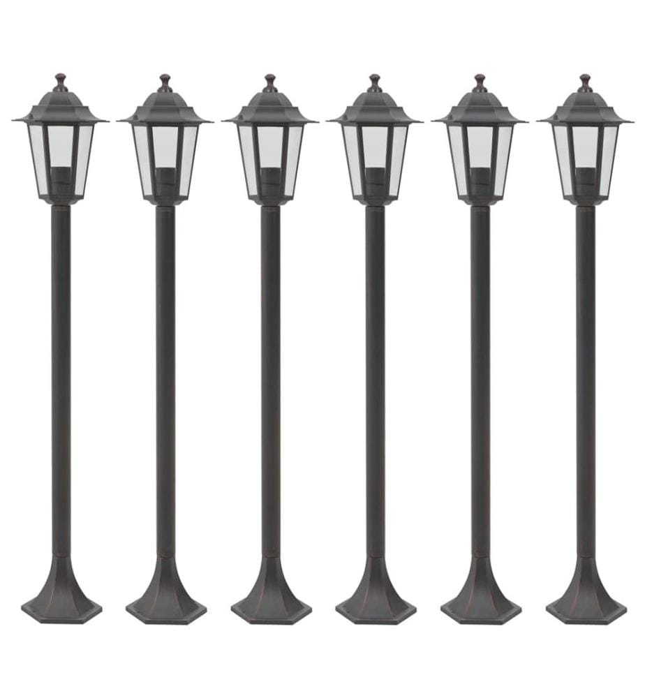 Garten-Pollerleuchte 6 Stk. E27 110 cm Aluminium Bronzefarben