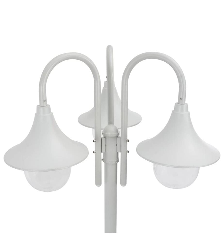 Garten-Pollerleuchte E27 220 cm Aluminium 3-Laterne Weiss