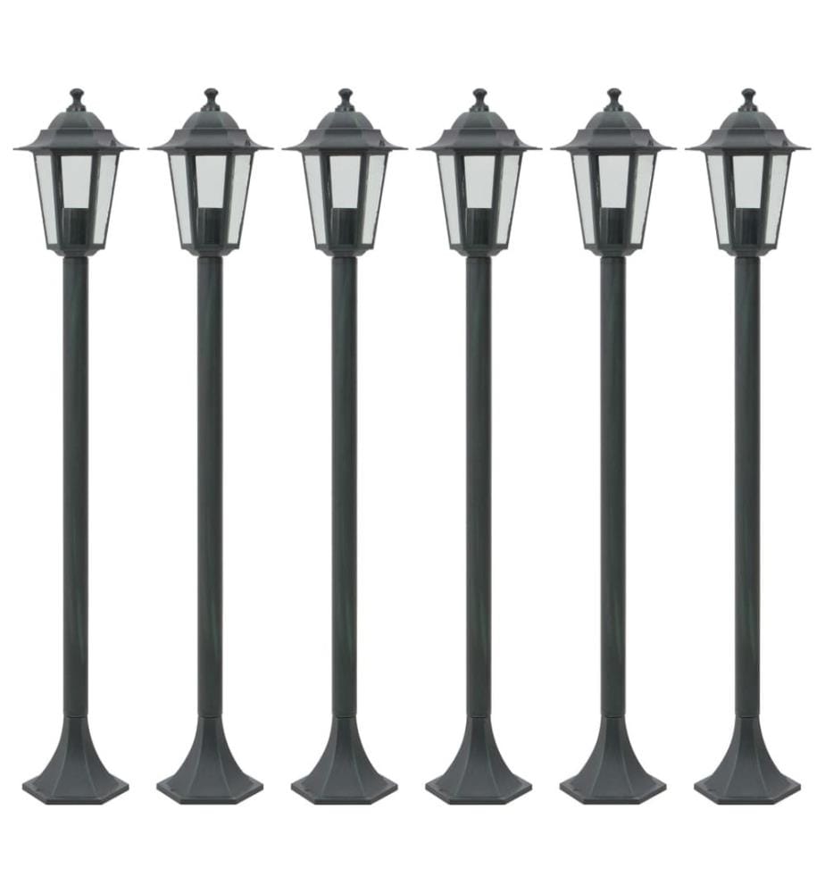 Garten-Pollerleuchte 6 Stk. E27 110 cm Aluminium Dunkelgrün