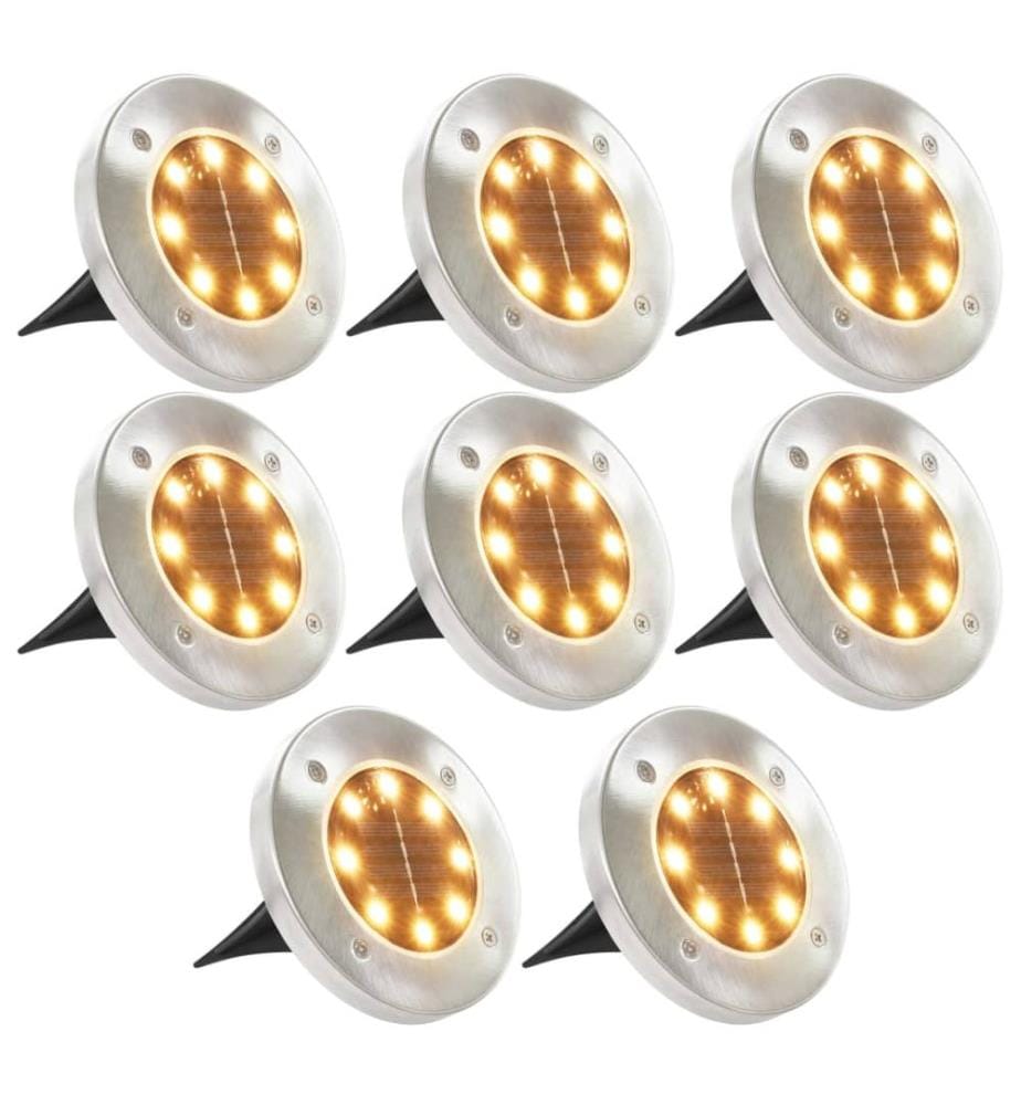 Lampe solaire au sol 8 pcs Lumières LED blanches chaudes