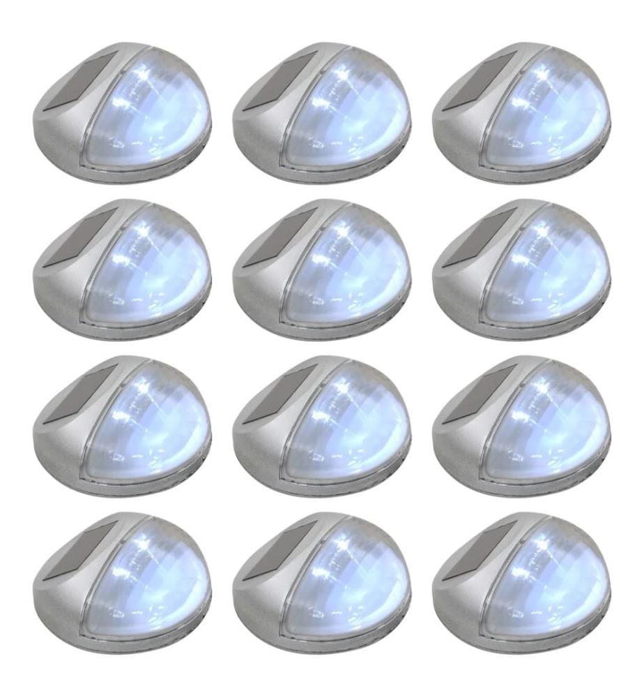 Lampe solaire murale à LED d'extérieur 12 pcs Rond Argenté