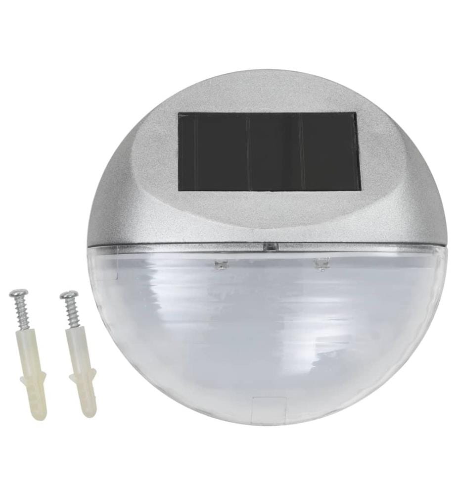 Lampe solaire murale à LED d'extérieur 12 pcs Rond Argenté