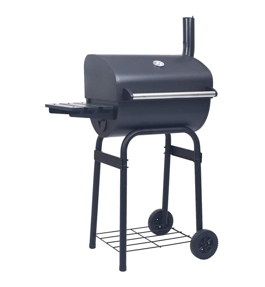 Holzkohlegrill Smoker mit Unterer Ablage Schwarz