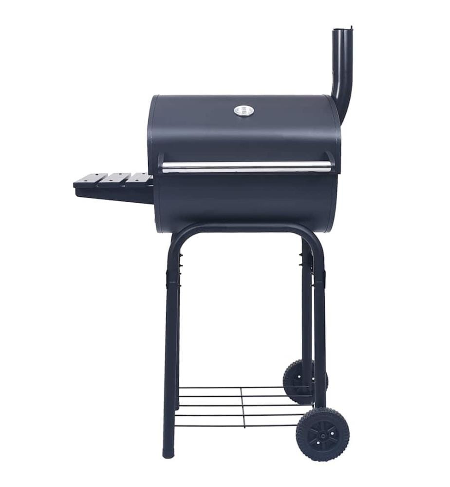 Holzkohlegrill Smoker mit Unterer Ablage Schwarz