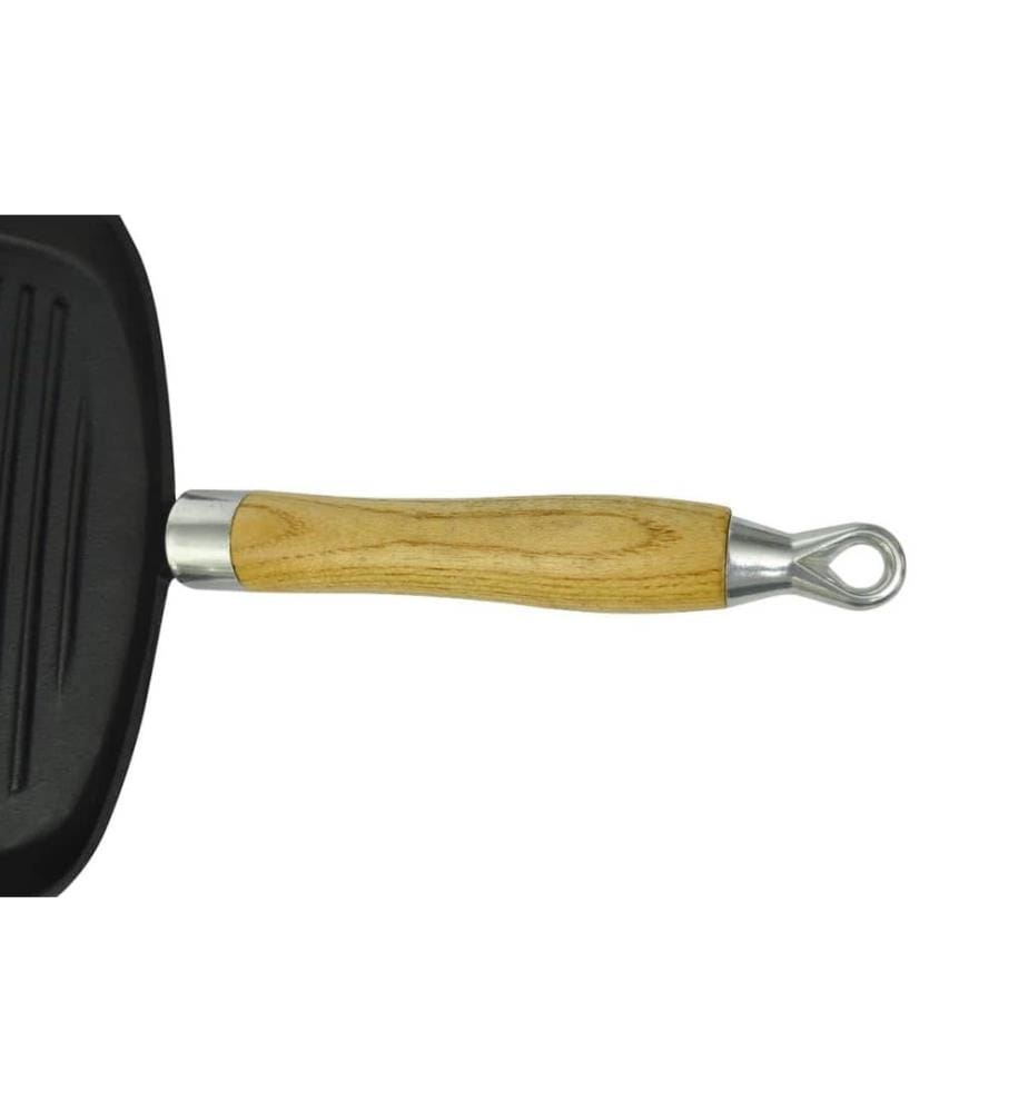 Grillpfanne mit Holzgriff Gusseisen 20 x 20 cm