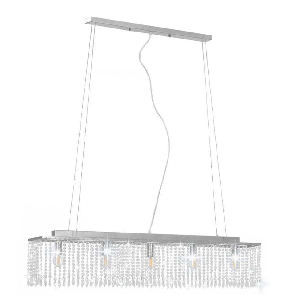 Deckenleuchte mit Kristallperlen Silbern 104 cm E14