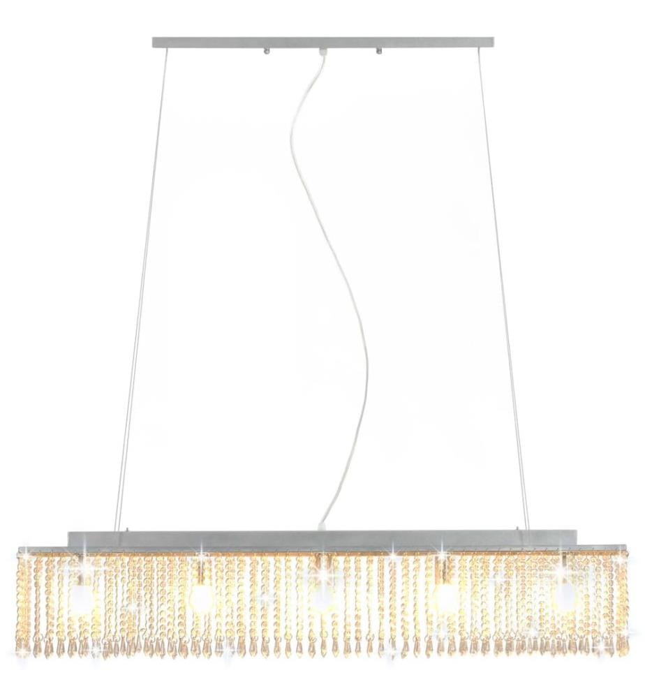 Deckenleuchte mit Kristallperlen Silbern 104 cm E14