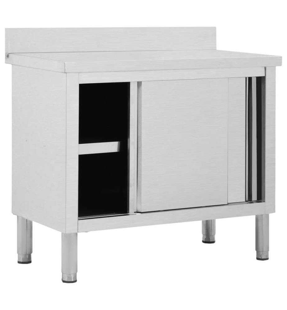 Table de travail avec portes coulissantes 100x50x(95-97)cm Inox