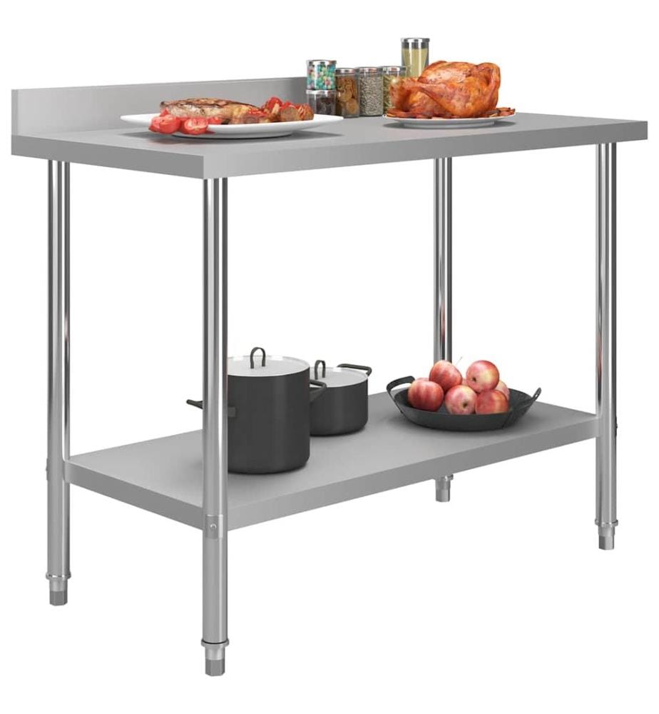 Table de travail de cuisine avec dosseret 120x60x93 cm Inox