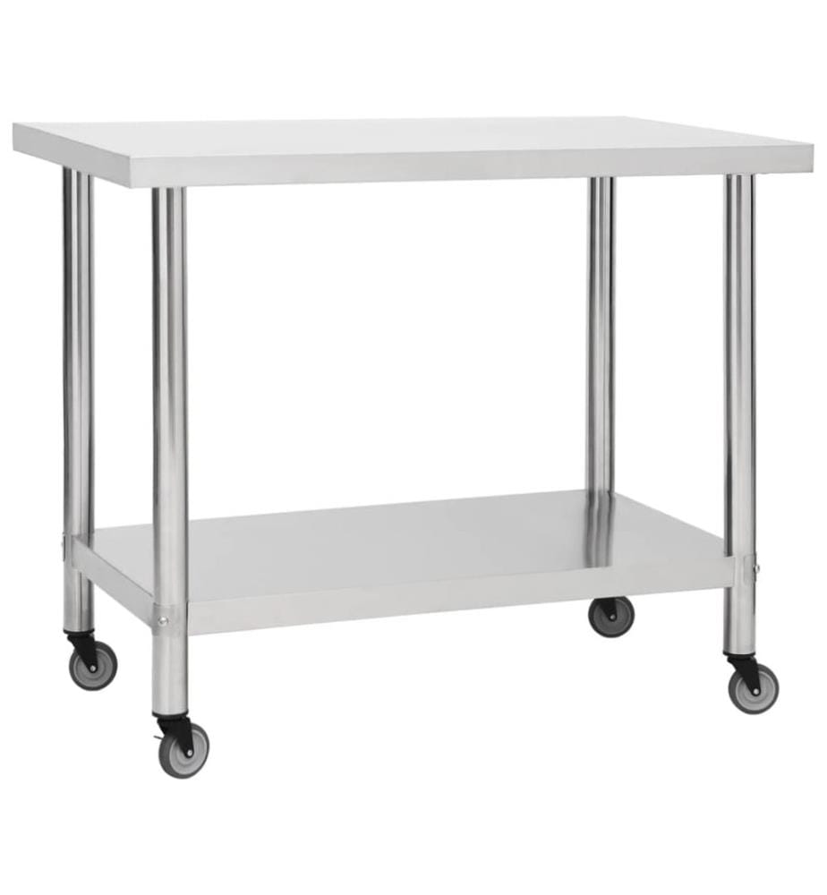 Küchen-Arbeitstisch mit Rollen 100x45x85 cm Edelstahl