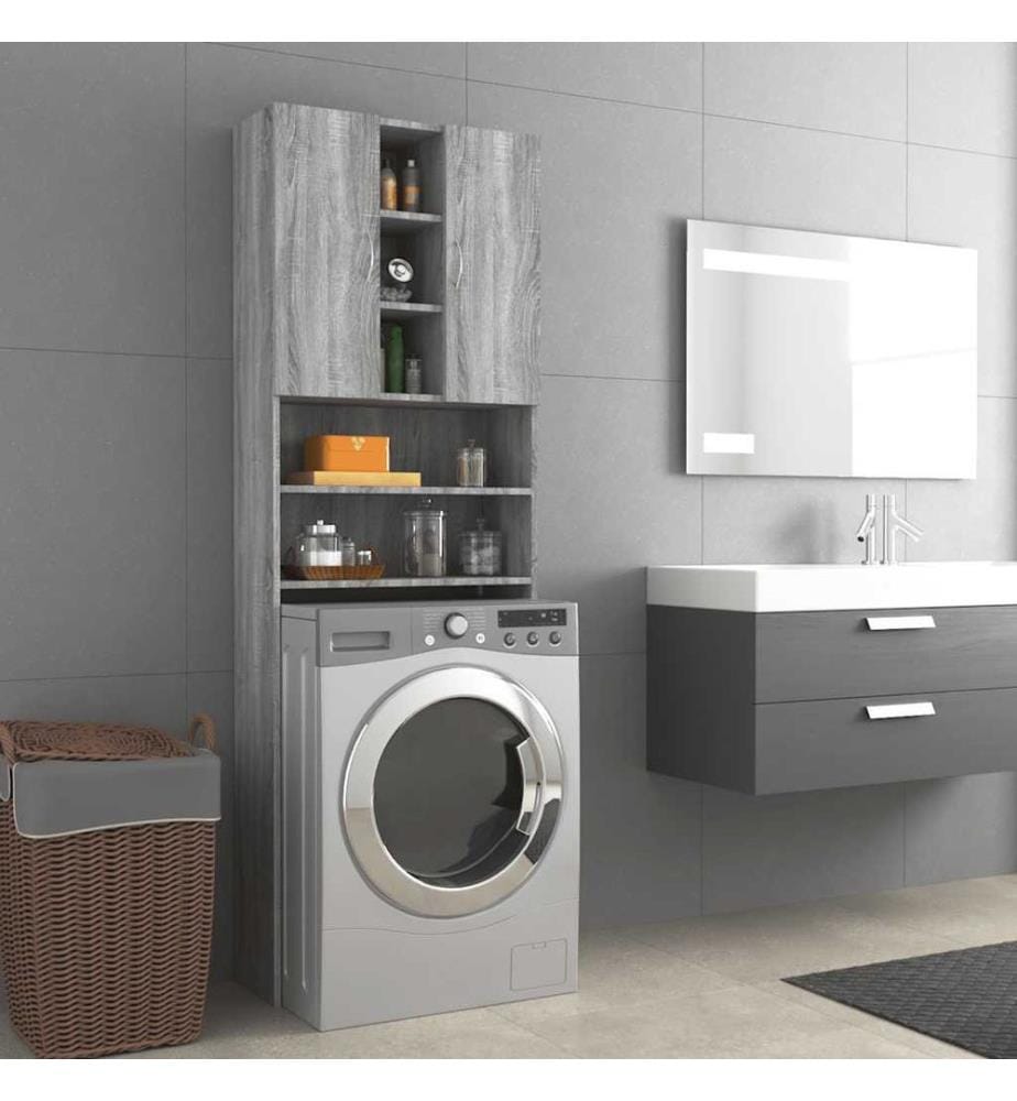 Meuble pour machine à laver Sonoma gris 64x25,5x190 cm