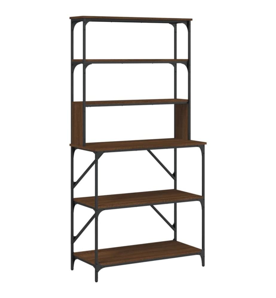 Bäckerregal 6 Fächer Braun Eichen-Optik 90x40x180 cm