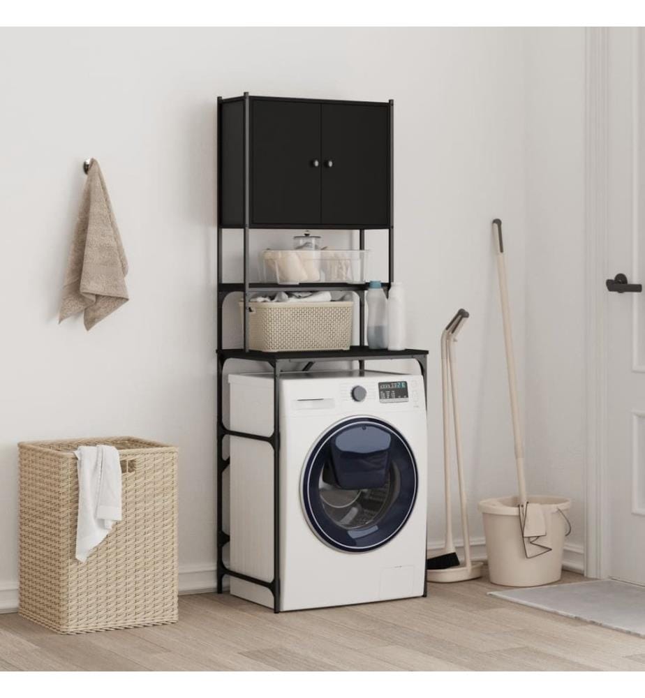 Armoire de machine à laver noir 68x48,5x194 cm