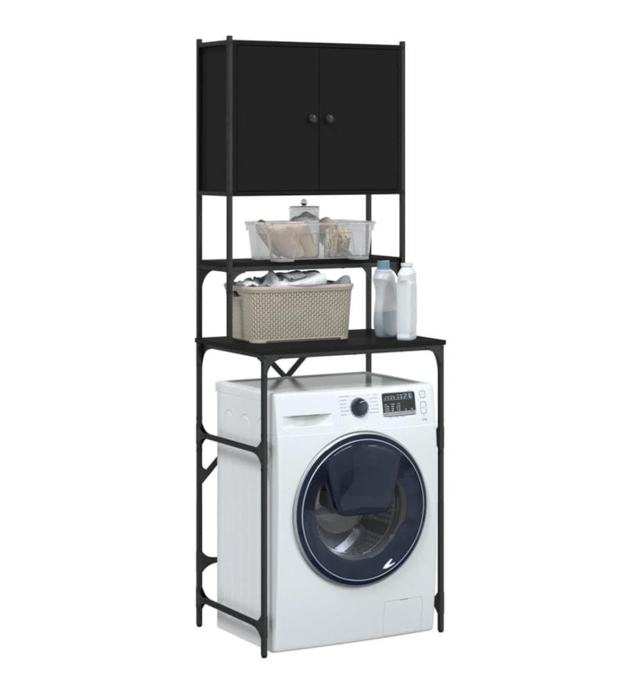 Armoire de machine à laver noir 68x48,5x194 cm