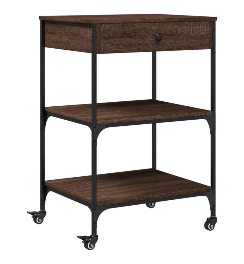 Chariot de cuisine chêne marron 60x48x89,5 cm bois d'ingénierie