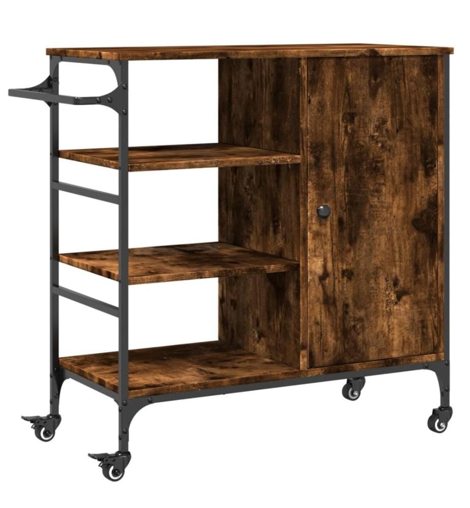 Chariot de cuisine chêne fumé 87,5x38,5x84,5 cm bois ingénierie