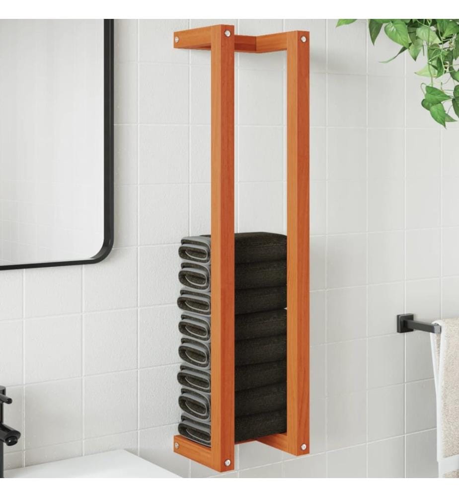 Porte-serviette marron cire 23x18x90 cm bois de pin massif