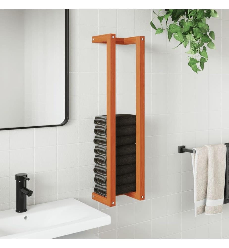 Porte-serviette marron cire 23x18x90 cm bois de pin massif