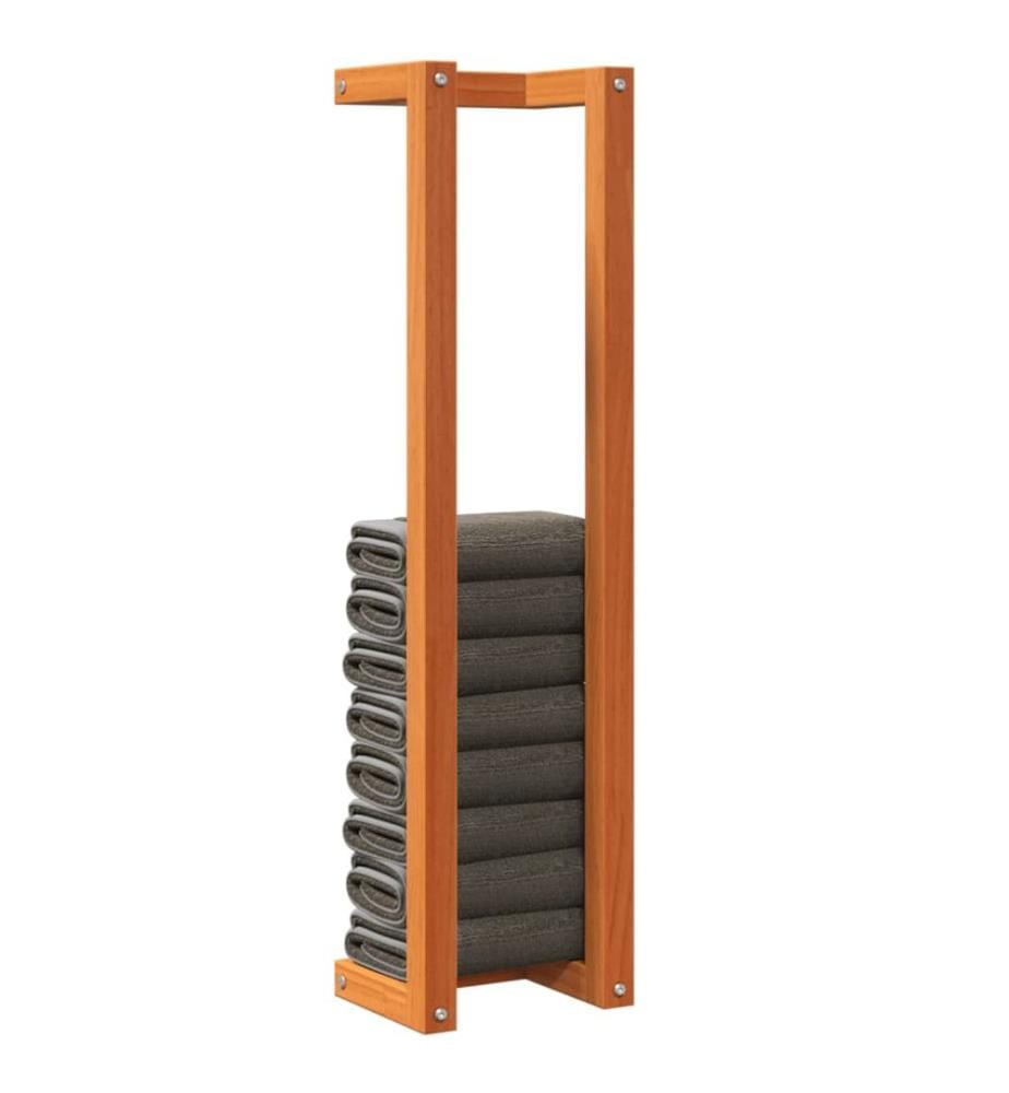 Porte-serviette marron cire 23x18x90 cm bois de pin massif