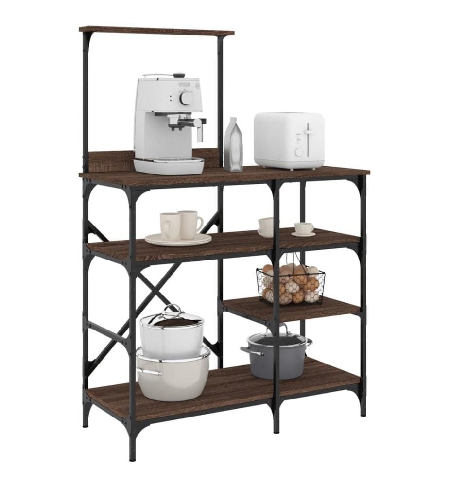 Bäckerregal Braun Eichen-Optik 90x40x132cm Holzwerkstoff Metall