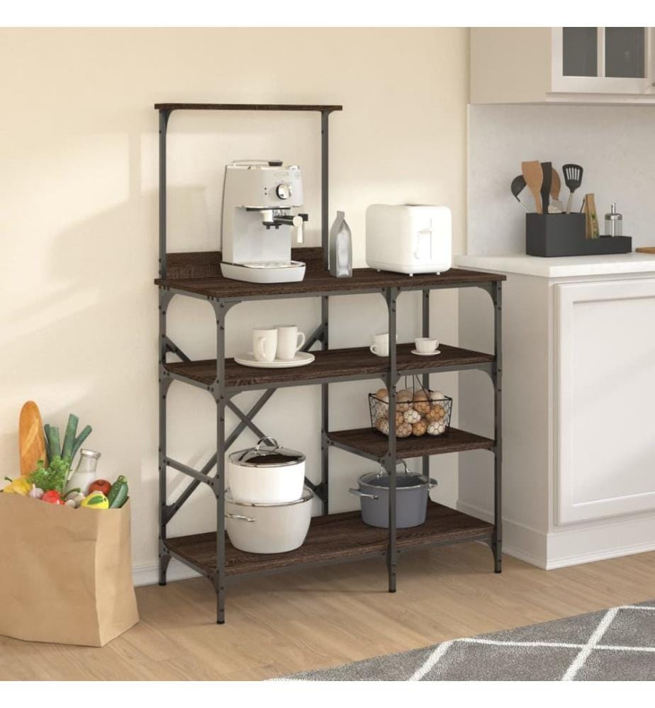 Bäckerregal Braun Eichen-Optik 90x40x132cm Holzwerkstoff Metall