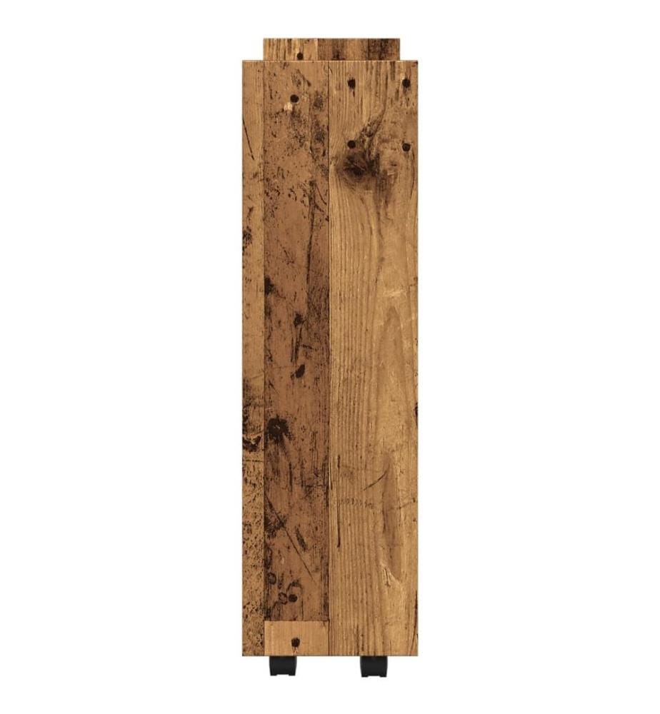 Chariot de rangement étroit 3 niveaux vieux bois