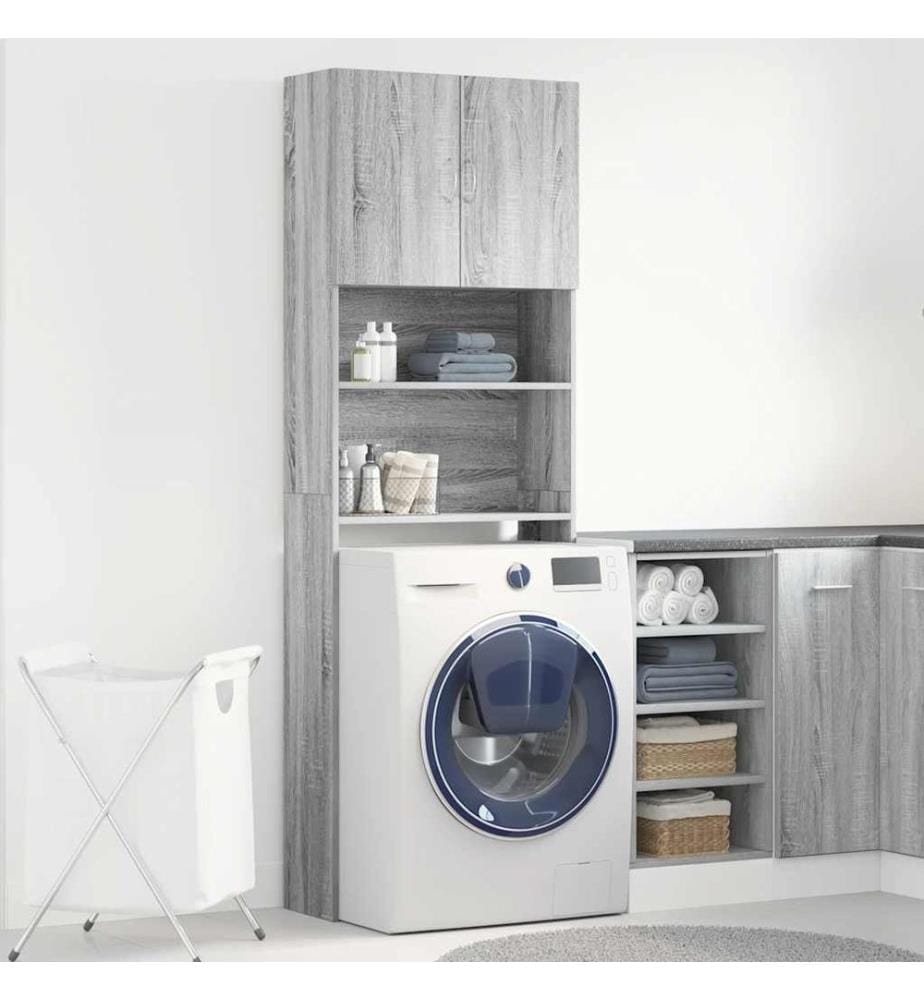 Meuble de machine à laver sonoma gris bois d'ingénierie