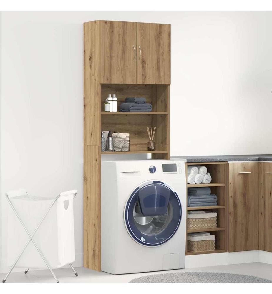 Meuble de machine à laver chêne artisanal bois d'ingénierie