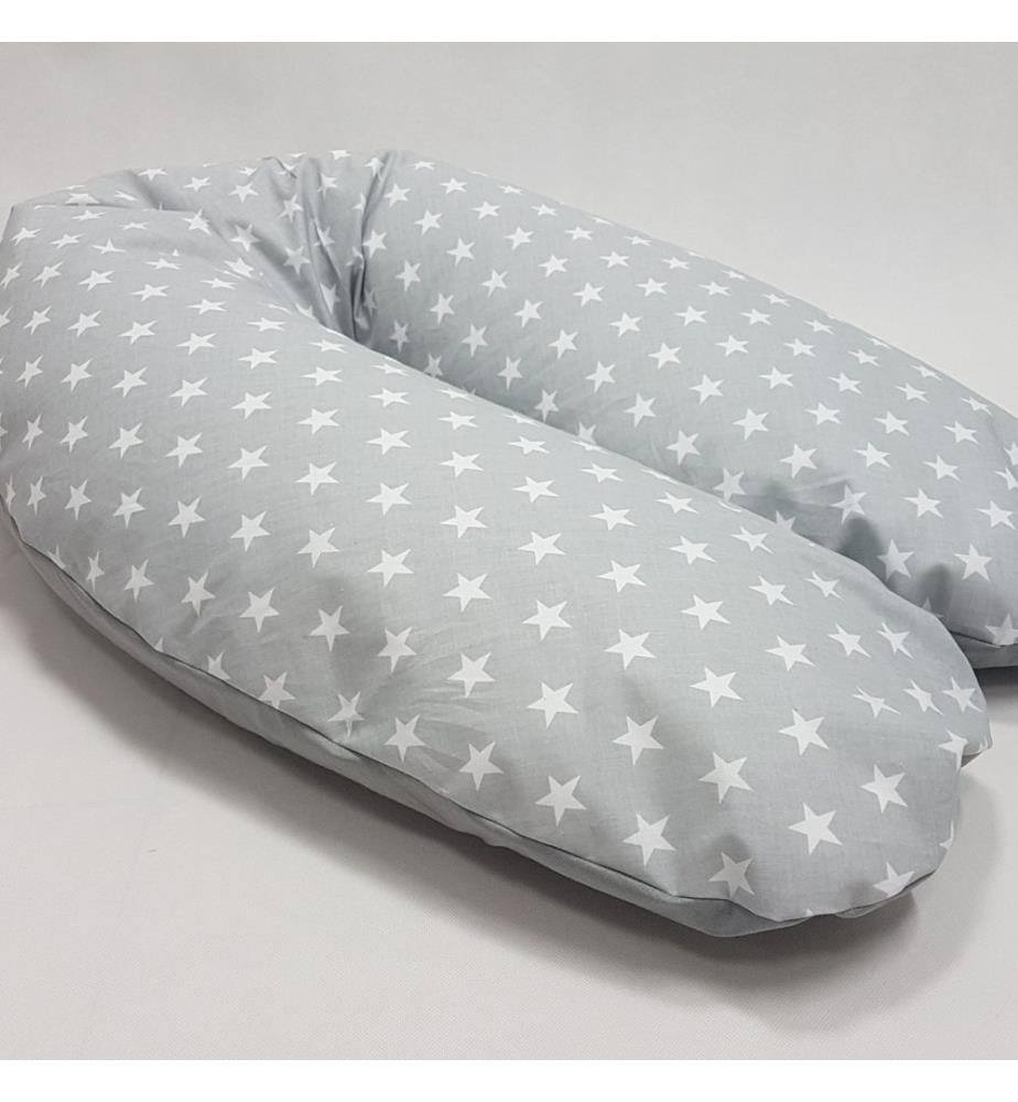 Coussin d'allaitement étoiles gris & gris uni