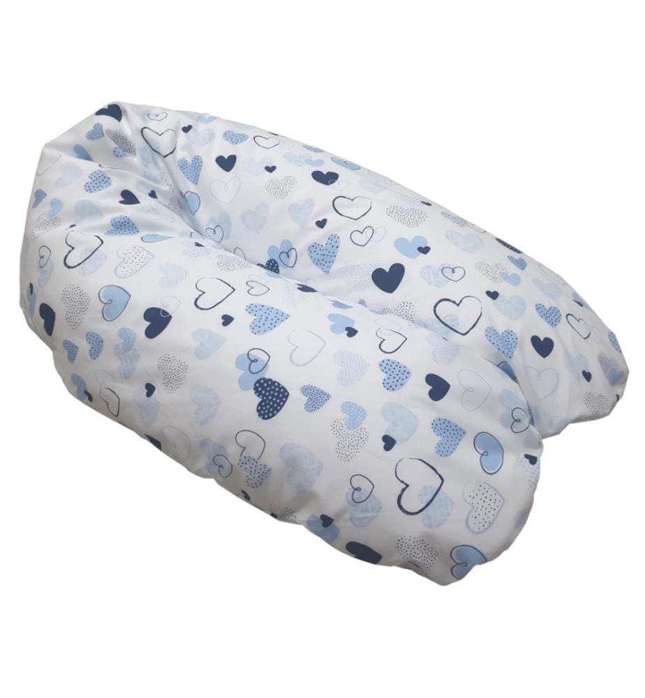 Cuscino da allattamento cuori blu