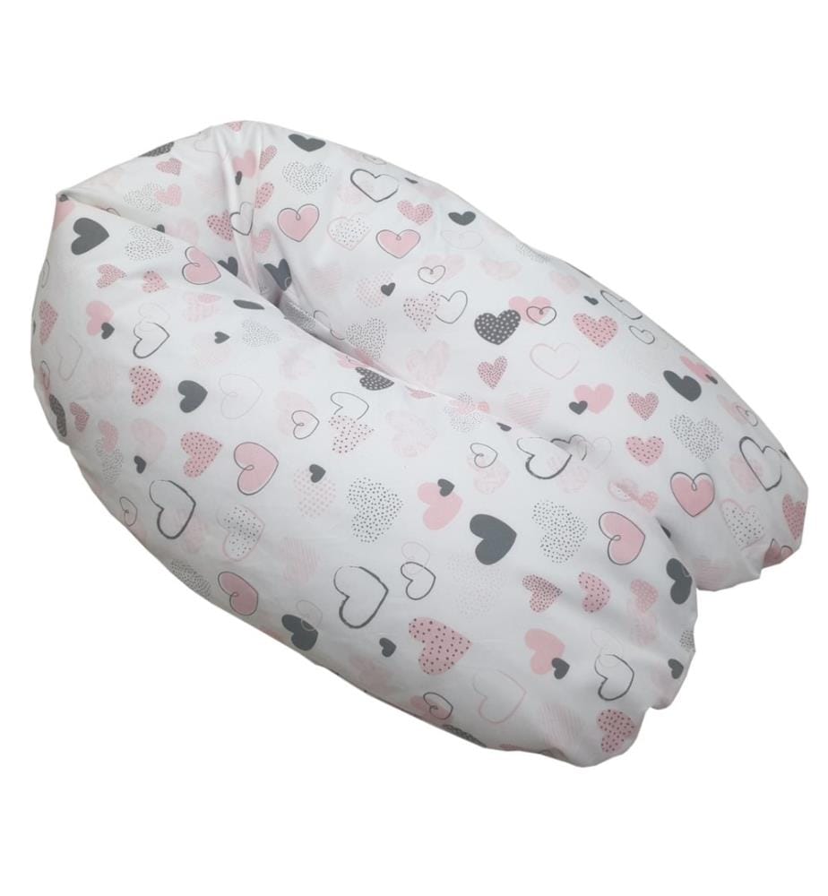 Coussin d'allaitement coeurs roses
