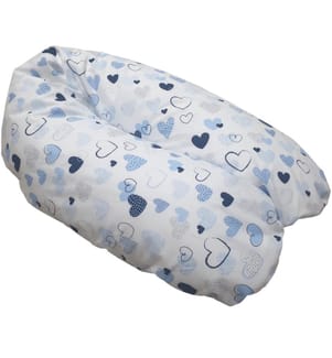 Housse pour le coussin d'allaitement coeurs bleues