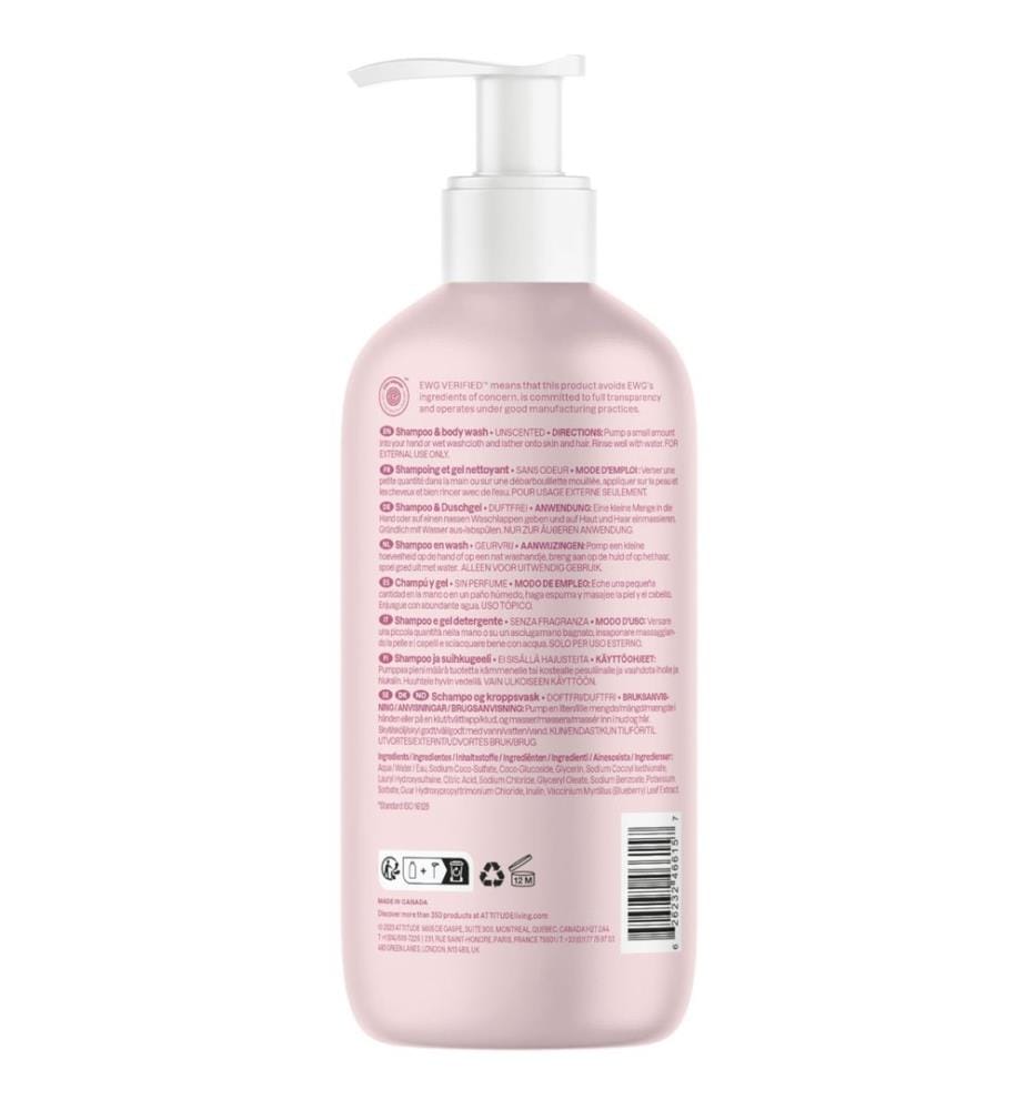 2en1 Shampoing et gel nettoyant sans fragrance BabyLeaves, 473ml