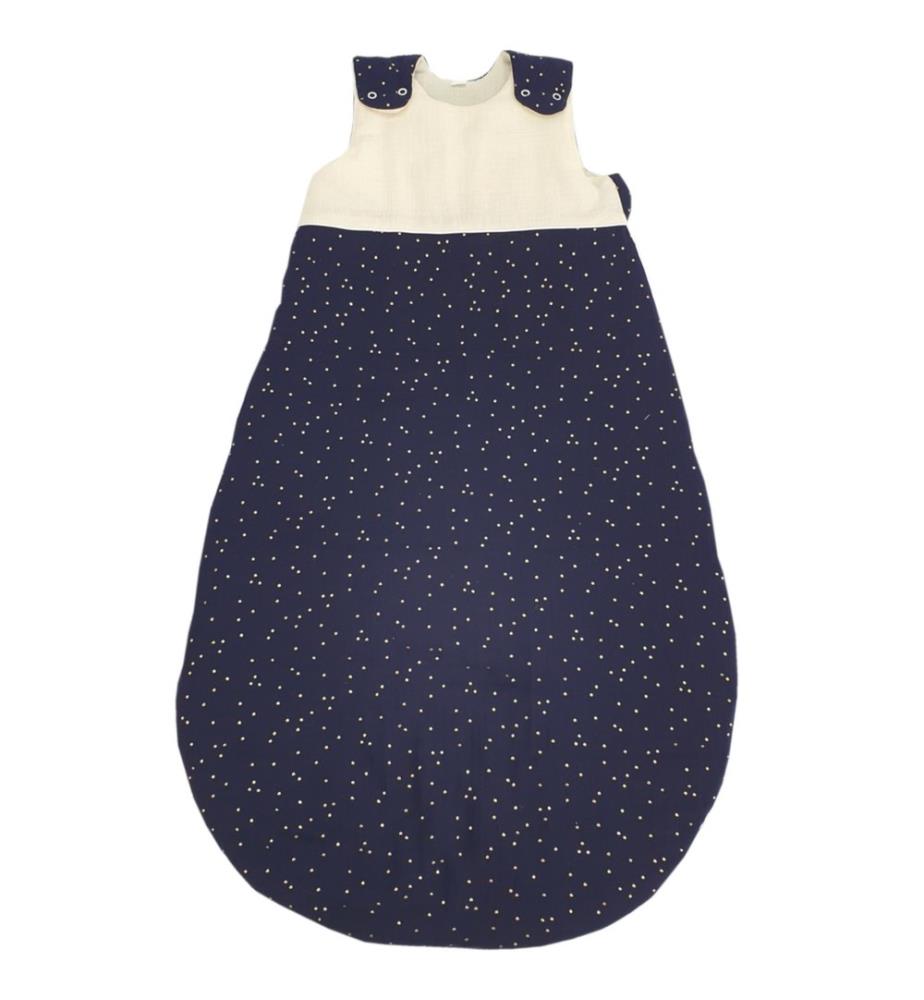Ganzjahresschlafsack Baumwolle 110 cm ecru-blau