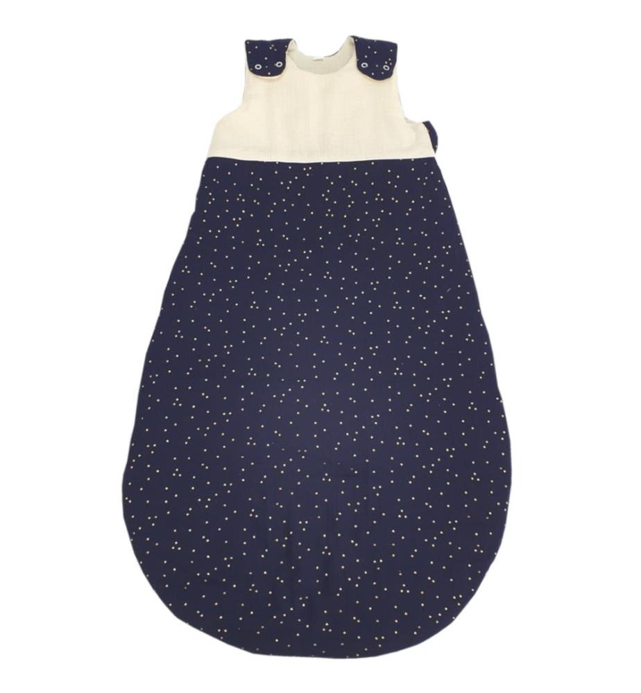 Ganzjahresschlafsack Baumwolle 90 cm ecru-blau