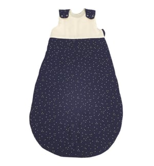 Ganzjahresschlafsack Baumwolle 90 cm ecru-blau