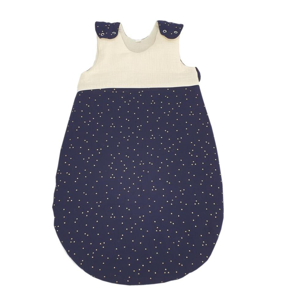 Ganzjahresschlafsack Baumwolle 70 cm ecru-blau