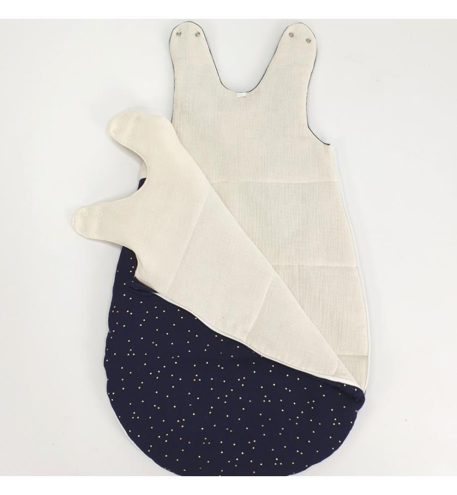 Ganzjahresschlafsack Baumwolle 70 cm ecru-blau