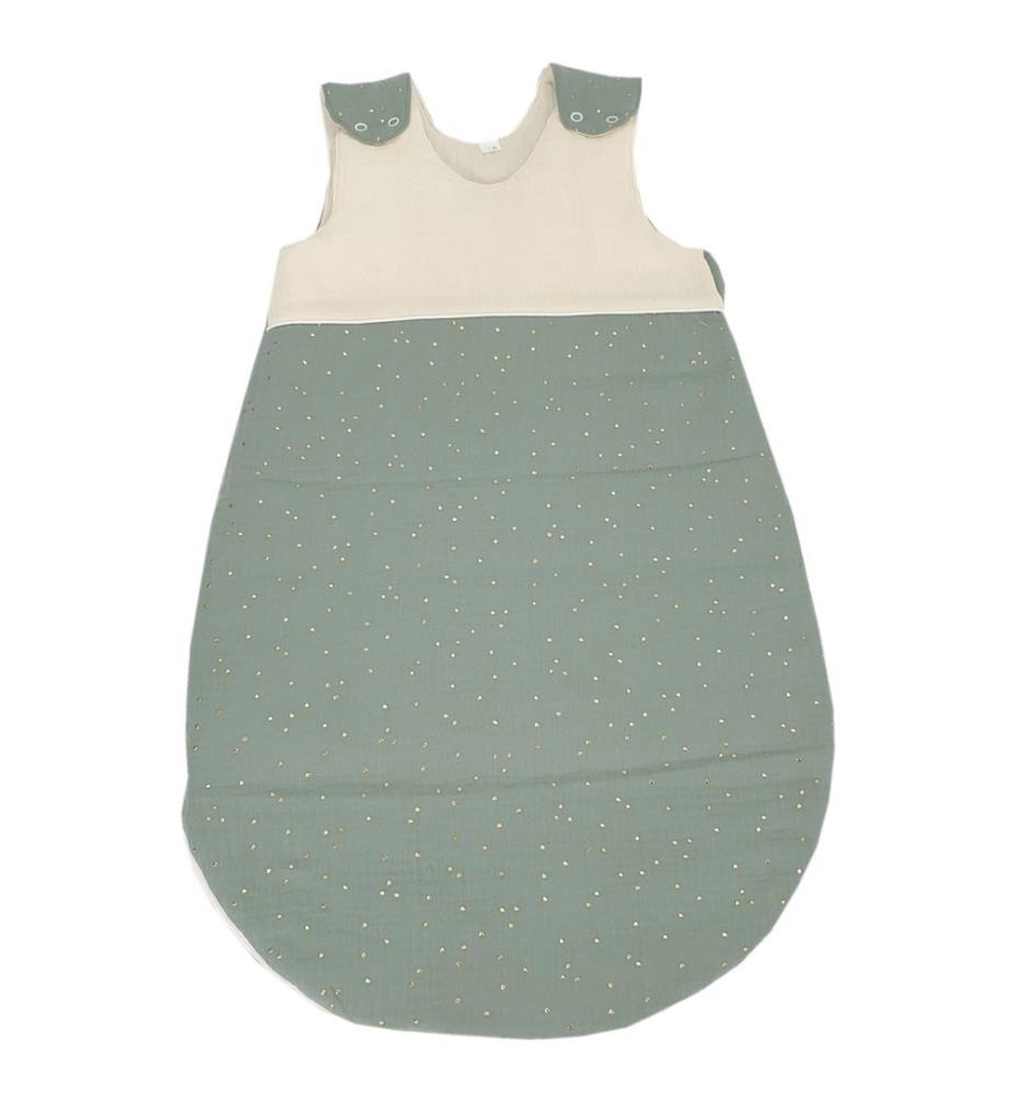 Ganzjahresschlafsack Baumwolle 110 cm ecru-grün
